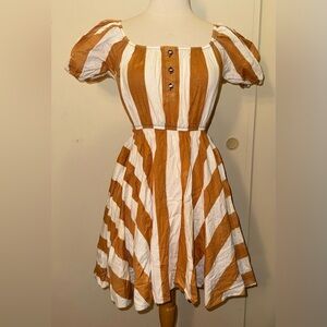 Caroline Constas orange White striped high low Mini Dress xs